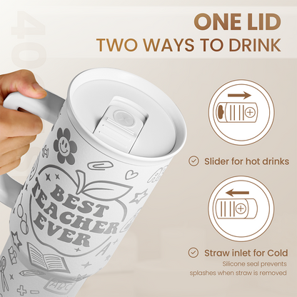 White Teacher Slidemate | Slider Tumbler with Handle 40oz