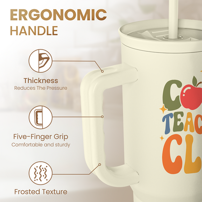 Beige Teacher Slidemate | Slider Tumbler with Handle 40oz