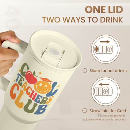 Beige Teacher Slidemate | Slider Tumbler with Handle 40oz