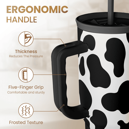 Black Cow Print Slidemate | Slider Tumbler with Handle 40oz