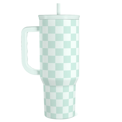 Mint Checker Slidemate | Slider Tumbler with Handle 40oz
