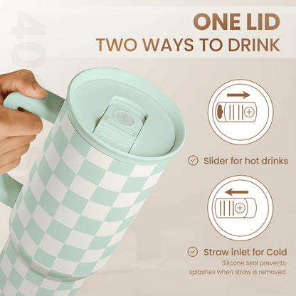 Mint Checker Slidemate | Slider Tumbler with Handle 40oz