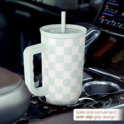 Mint Checker Slidemate | Slider Tumbler with Handle 40oz