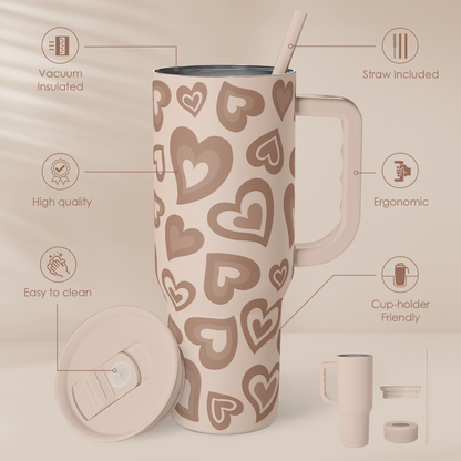 Brown Heart Slidemate | Slider Tumbler with Handle 40oz