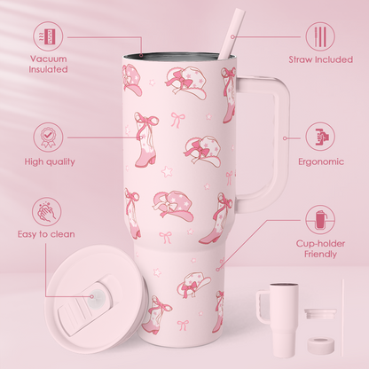 Pink Cowgirl Slidemate | Slider Tumbler with Handle 40oz