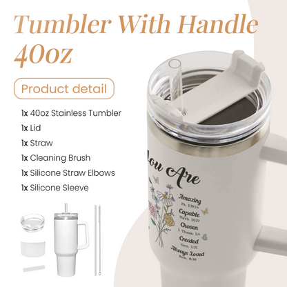 White Christian Quencher Tumbler with Handle 40oz