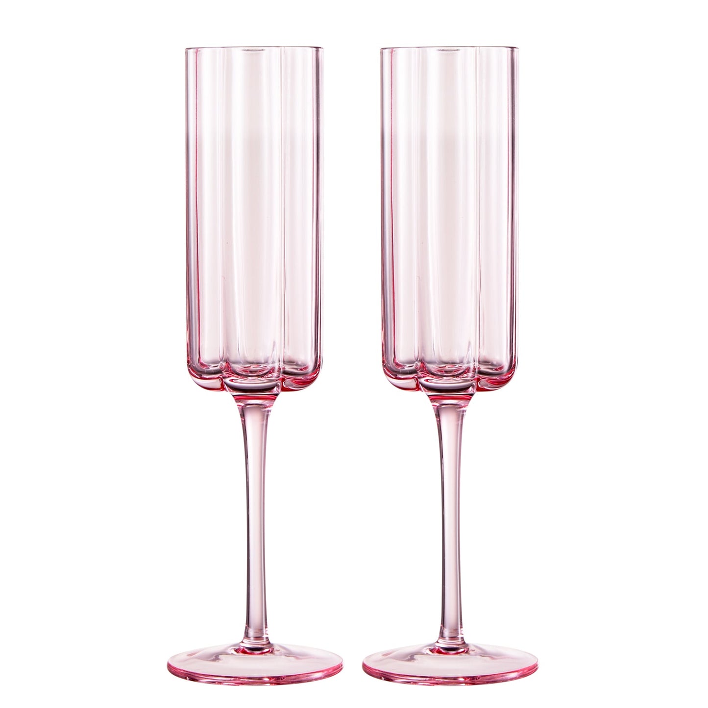 Flower Champagne Flute Glassware, Set of 2