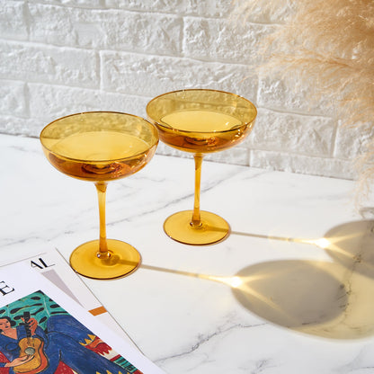 Palazzo Champagne Coupe, Cocktail Glassware, Set of 2, Yellow