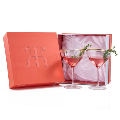 Waterfall Champagne Coupe, Cocktail Glassware, Set of 2
