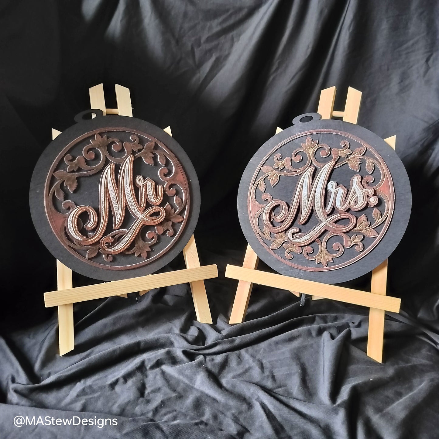 Mr. & Mrs. Chair Signs – Laser Engraved Wood Wedding Décor (Set of 2)