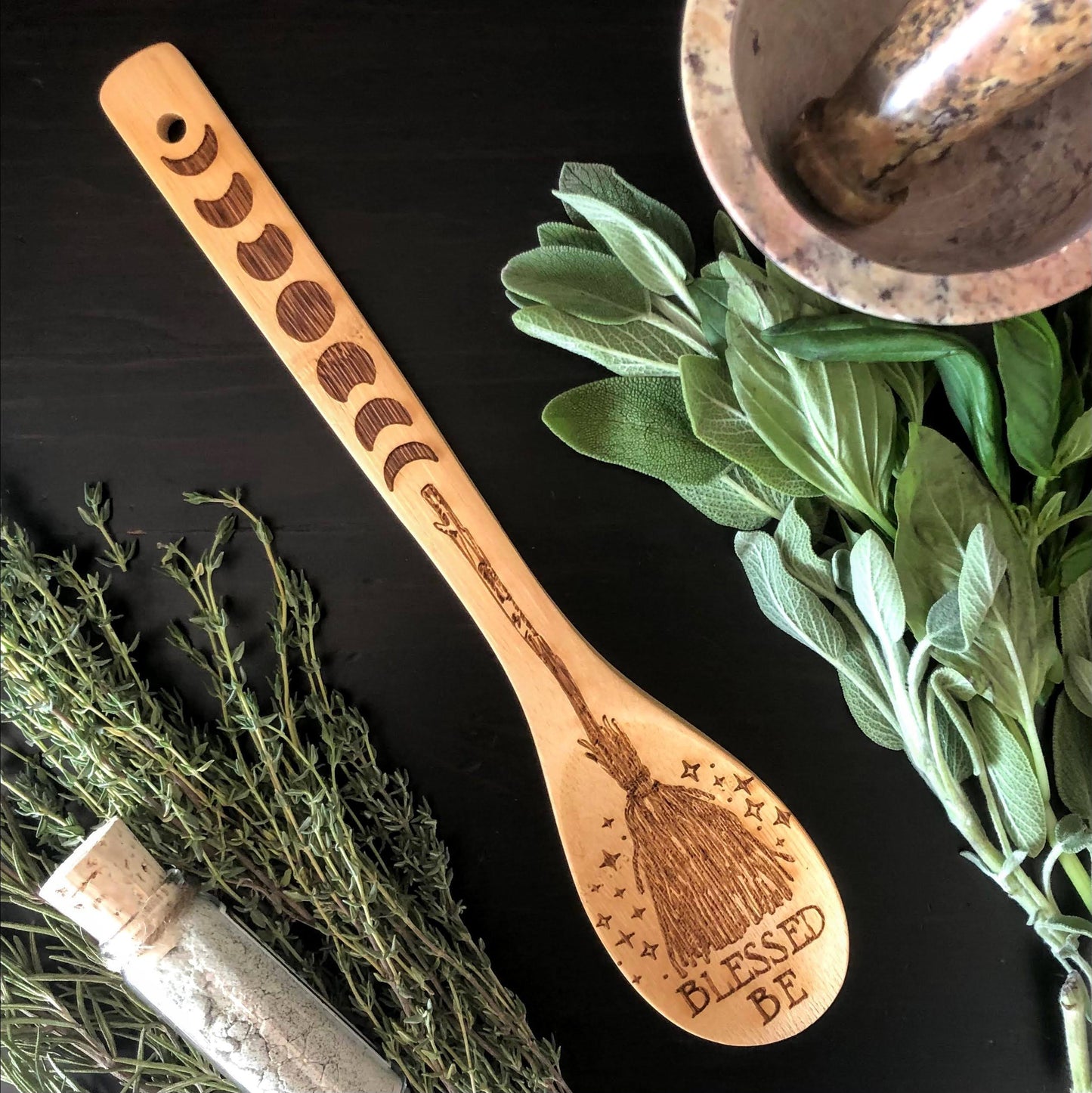 Laser-Etched Bamboo Wooden Spoons – Set of 3