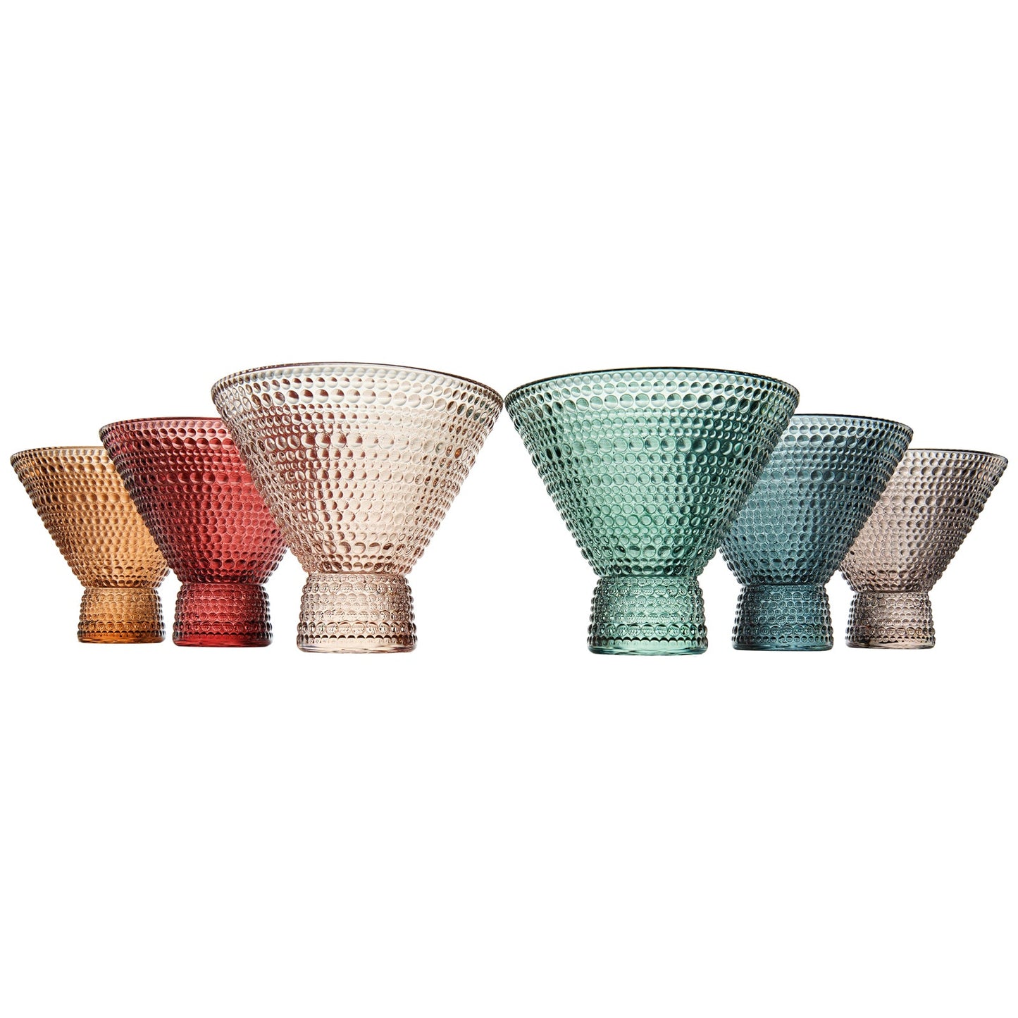 Tonal Hobnail Martini Cocktail Glassware, Set of 6