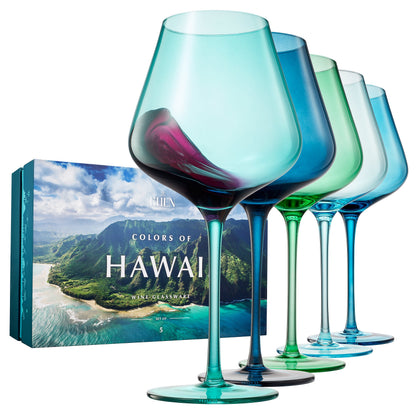 Stagioni Stemmed Wine Glassware, Hawaii, Set of 5