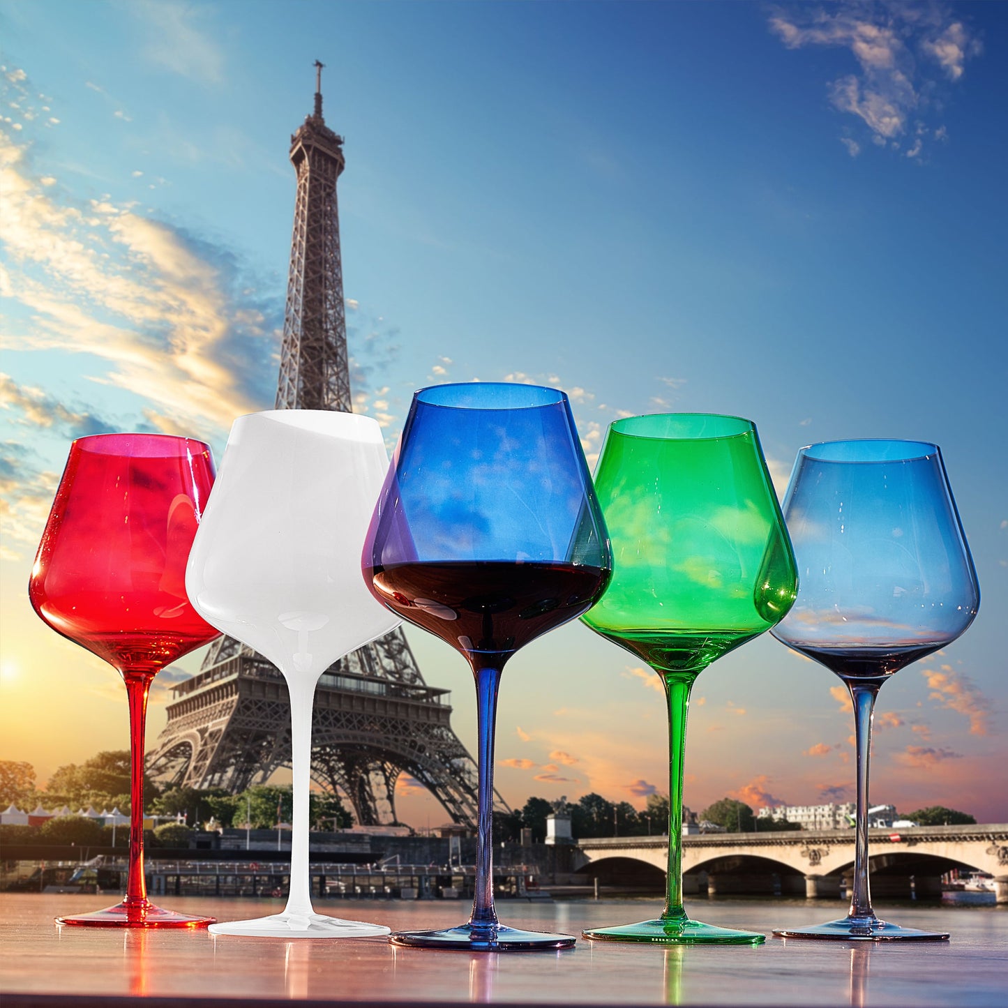 Stagioni Stemmed Wine Glassware, Paris, Set of 5