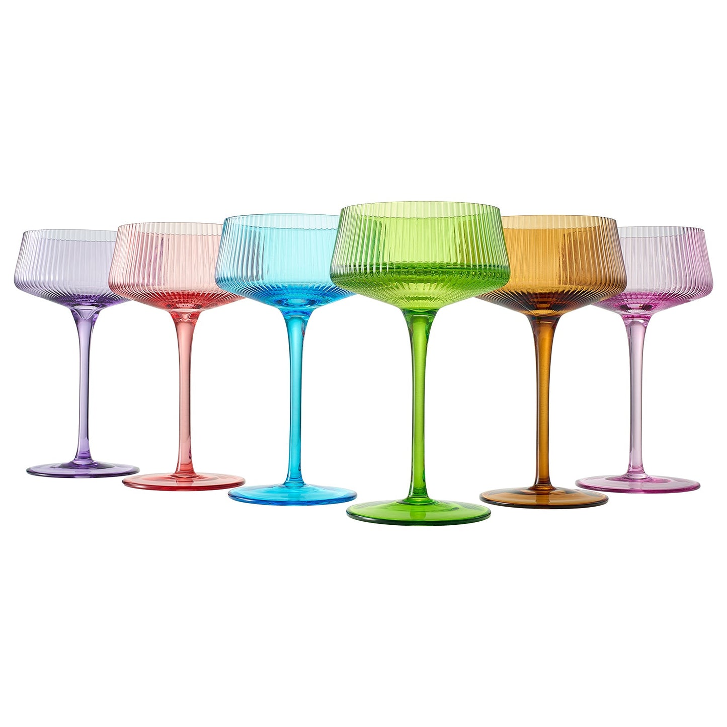 Como Champagne Coupe Cocktail Glasses, Pastel, Set of 6