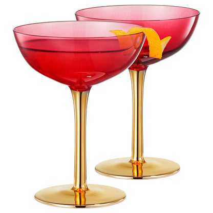 Deco Champagne Coupe Cocktail Glassware, Set of 4