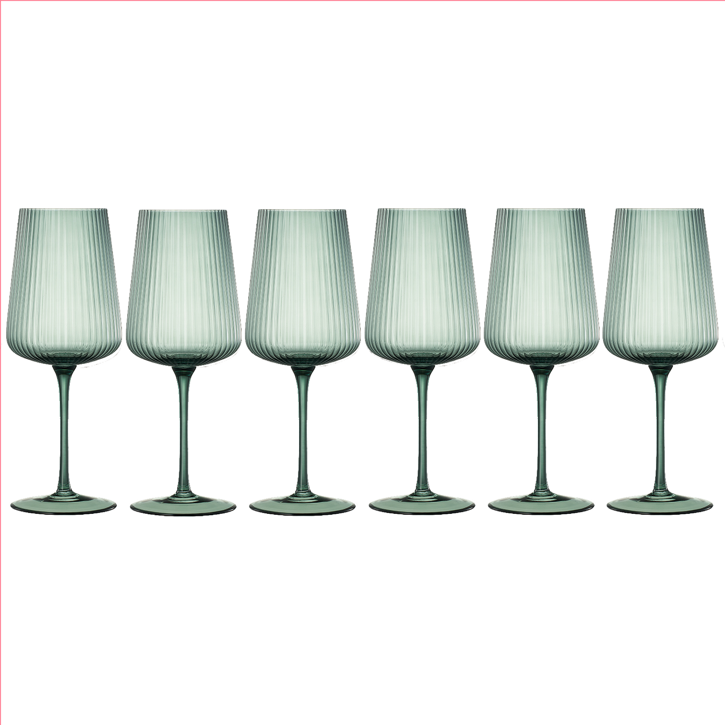 Tonal Ribbed Stemmed Wine Glassware, Set of 6