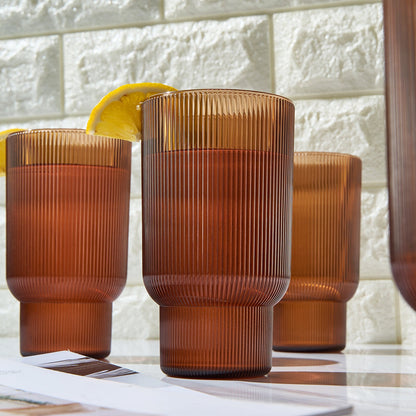 Eze Acrylic Ribbed Highball Glassware, Set of 4
