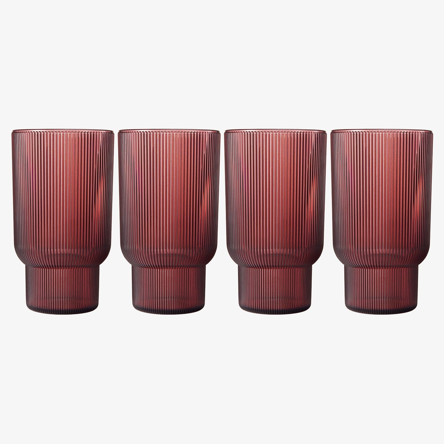 Eze Acrylic Ribbed Highball Glassware, Set of 4