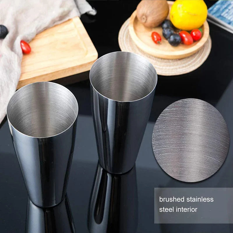 Brushed stainless drink cups for cocktails, three-piece set