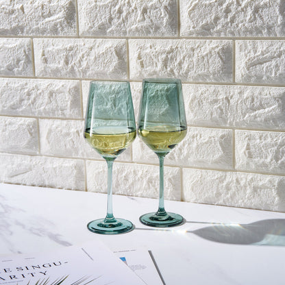 Tonal Stemmed Wine Glassware, Forest Green, Set of 2