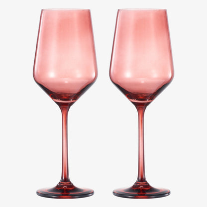 Tonal Stemmed Wine Glassware, Cranberry Red, Set of 2