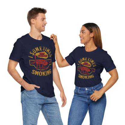 Graphic T-shirt in navy with front cartoon BBQ text print.