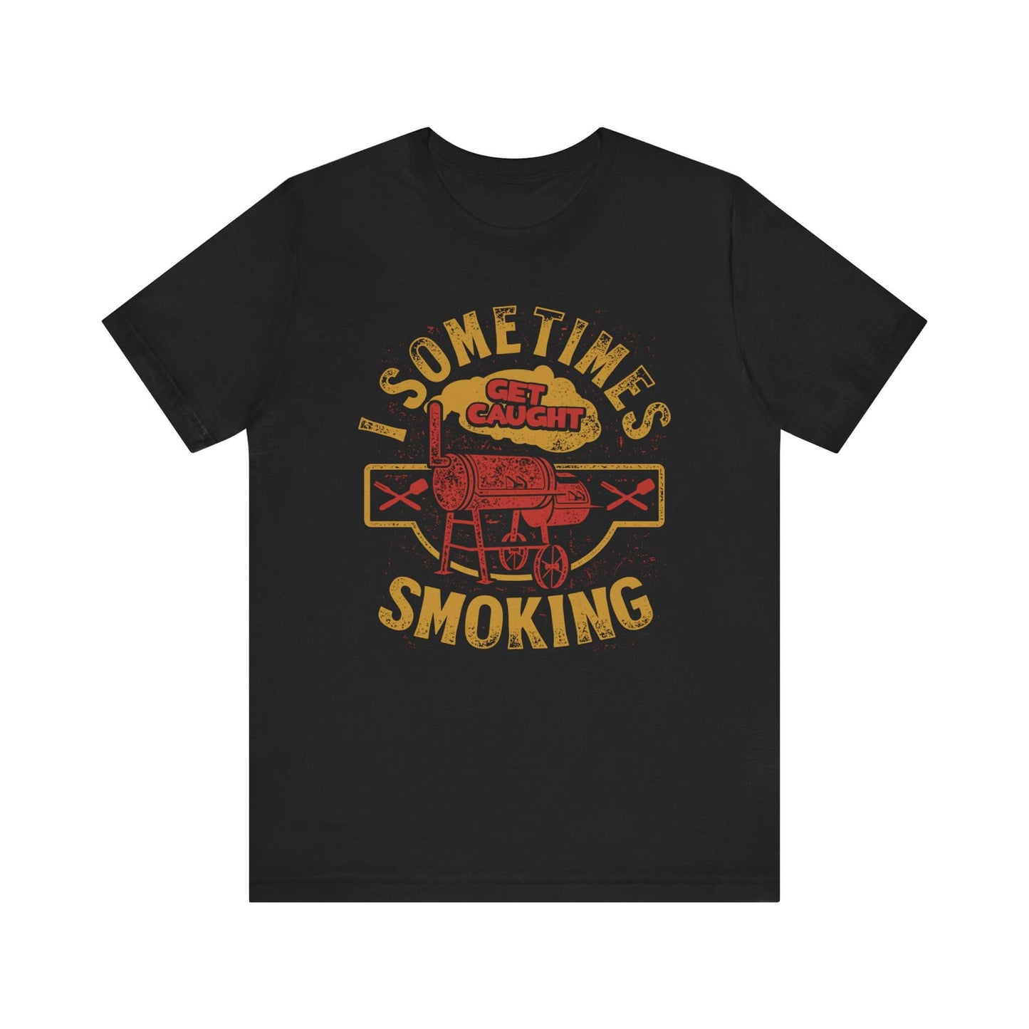 Graphic T-shirt in black with front cartoon BBQ text print.