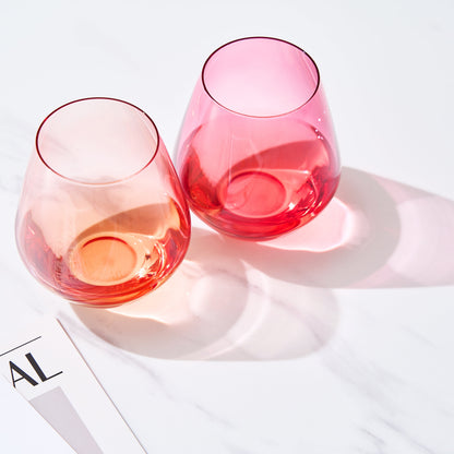 Flora Stemless Wine Glassware, Set of 2