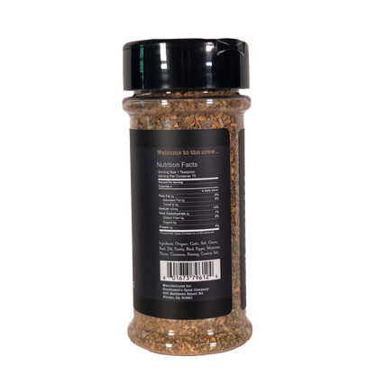Triton Greek spice rub bottle back label with nutrition facts text