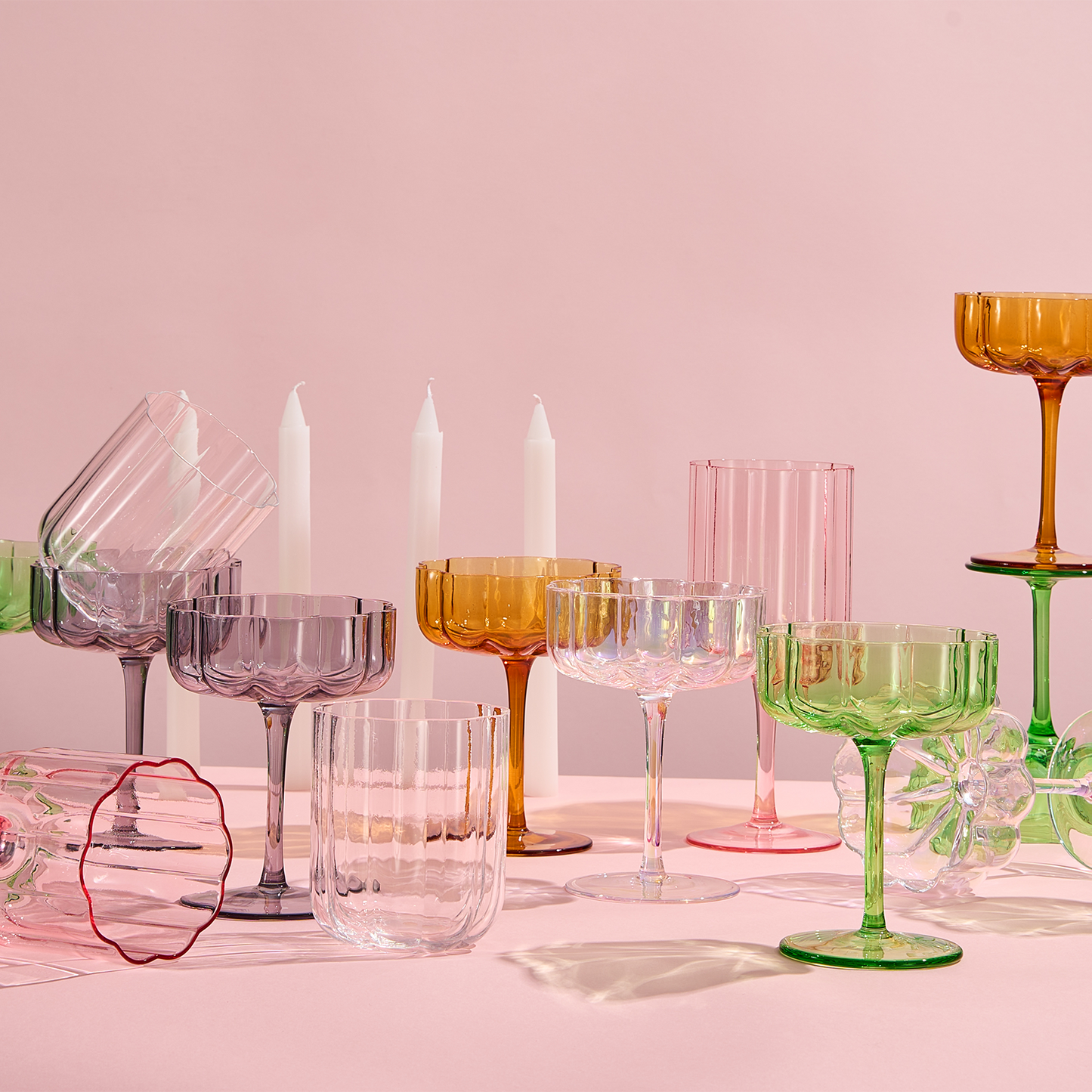 Flower Champagne Flute Glassware, Set of 2
