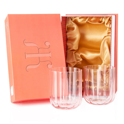 Flower Lowball Glassware, Pink, Set of 2