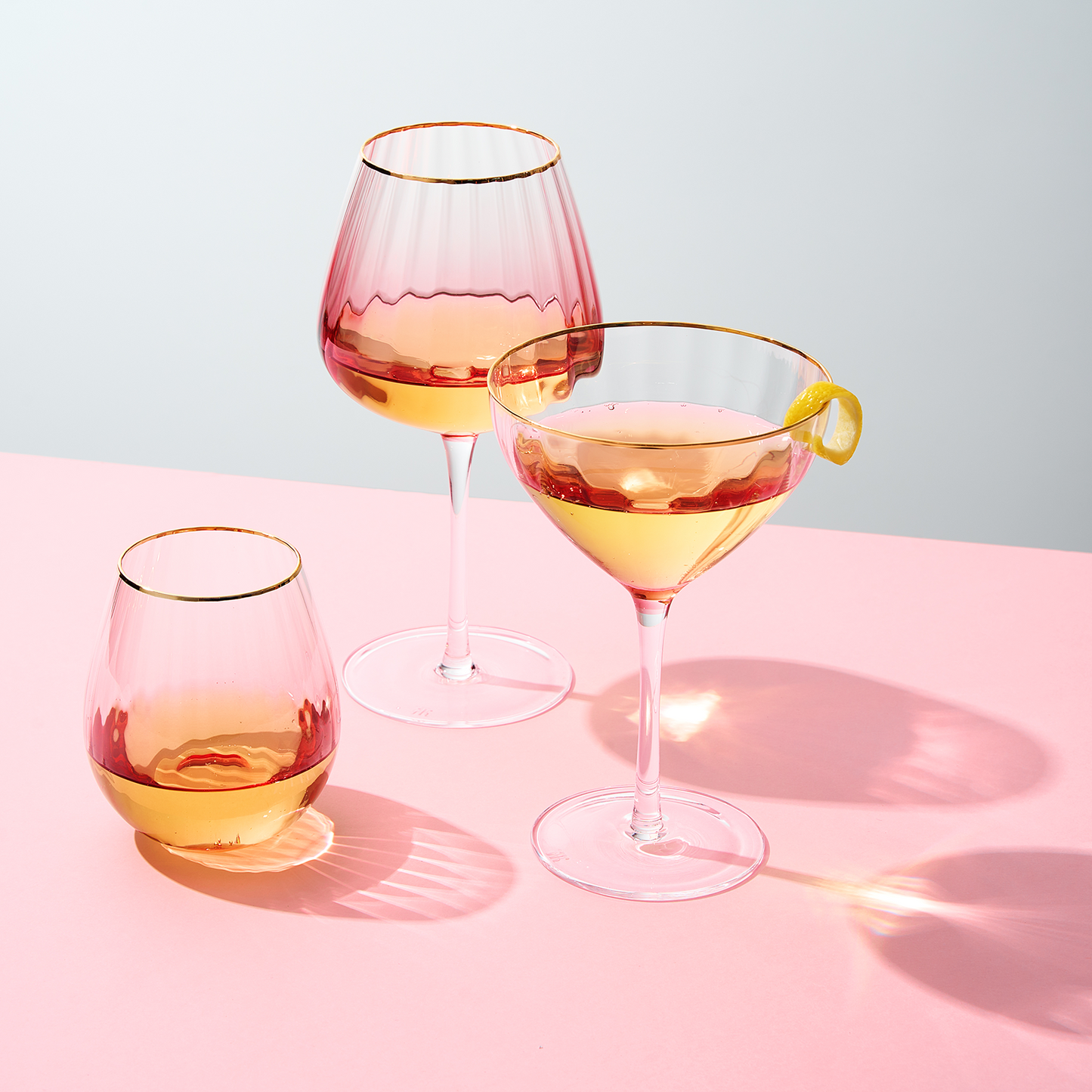 Waterfall Stemmed Wine Glassware, Set of 2