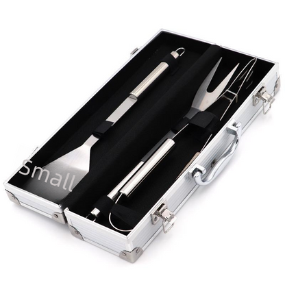 Aluminum storage case with metal stamping tools, letter blocks, and black insert pads