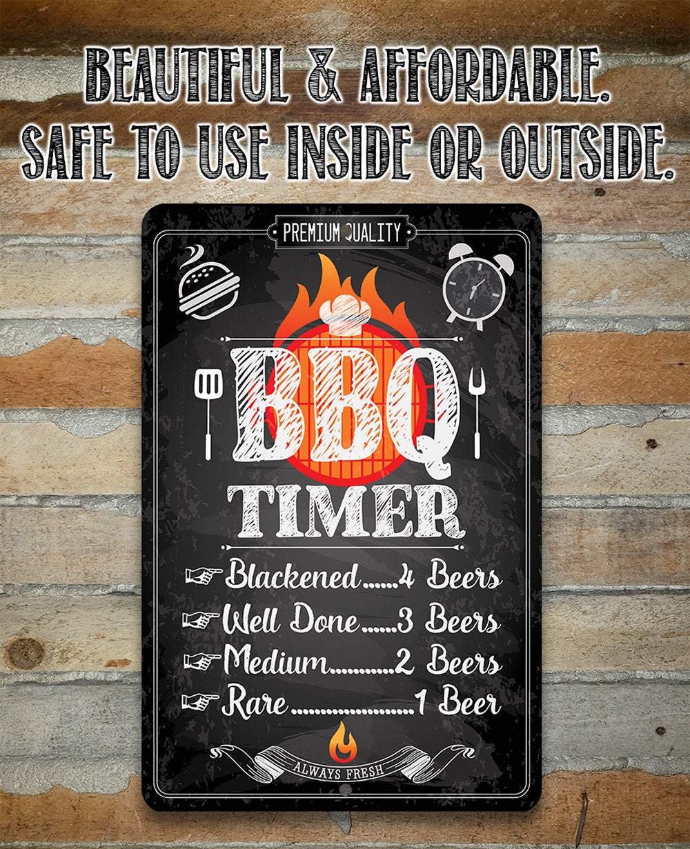 Funny BBQ Timer Metal Sign – Indoor/Outdoor Barbecue Decor