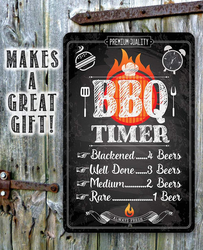 Funny BBQ Timer Metal Sign – Indoor/Outdoor Barbecue Decor