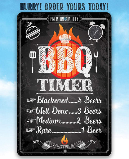 Funny BBQ Timer Metal Sign – Indoor/Outdoor Barbecue Decor