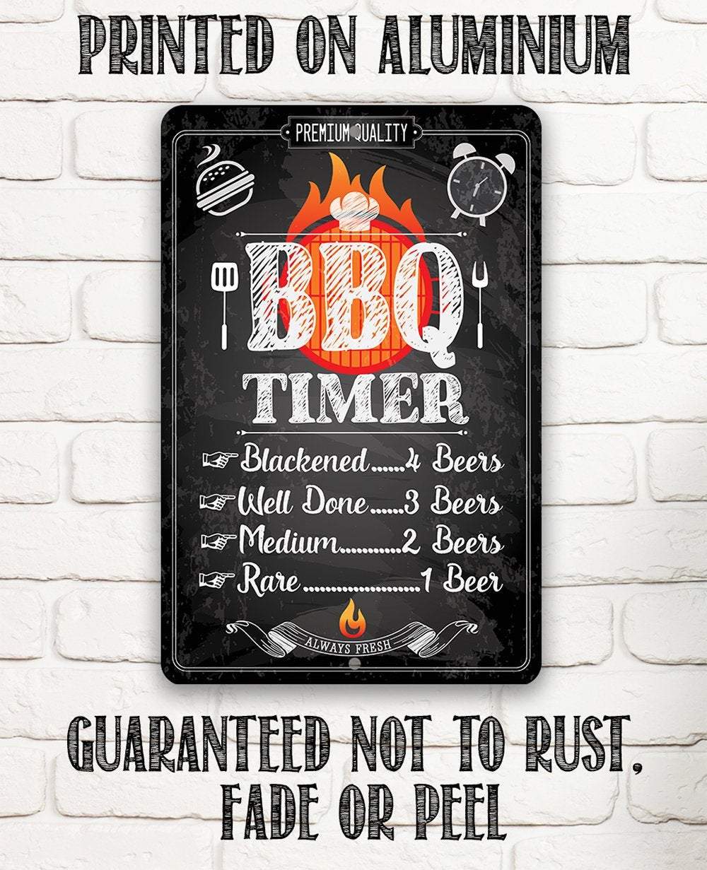 Funny BBQ Timer Metal Sign – Indoor/Outdoor Barbecue Decor