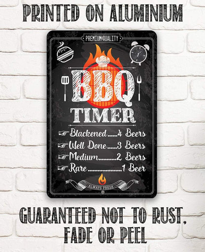 Funny BBQ Timer Metal Sign – Indoor/Outdoor Barbecue Decor