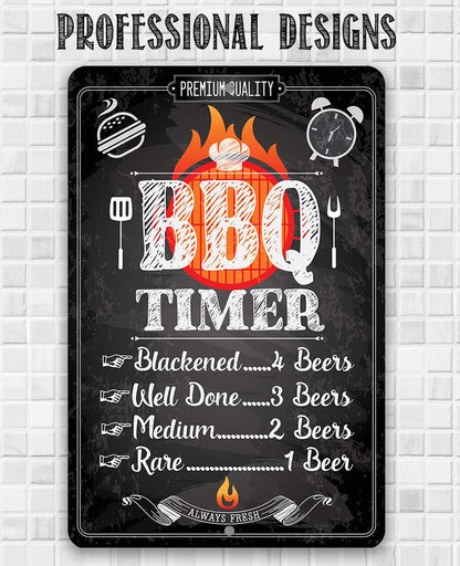 Funny BBQ Timer Metal Sign – Indoor/Outdoor Barbecue Decor