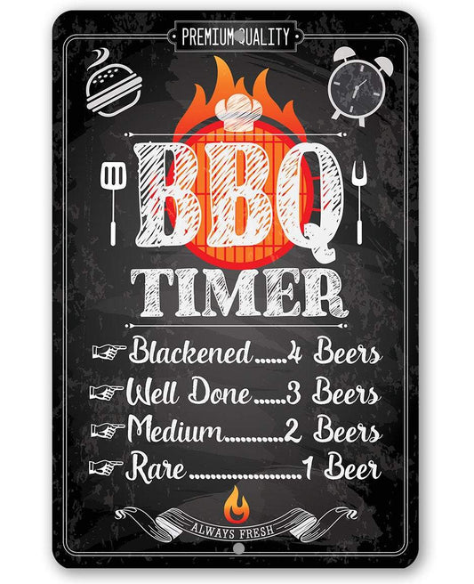 Funny BBQ Timer Metal Sign – Indoor/Outdoor Barbecue Decor