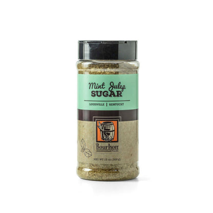 Glass sugar jar filled with light brown granules and printed label
