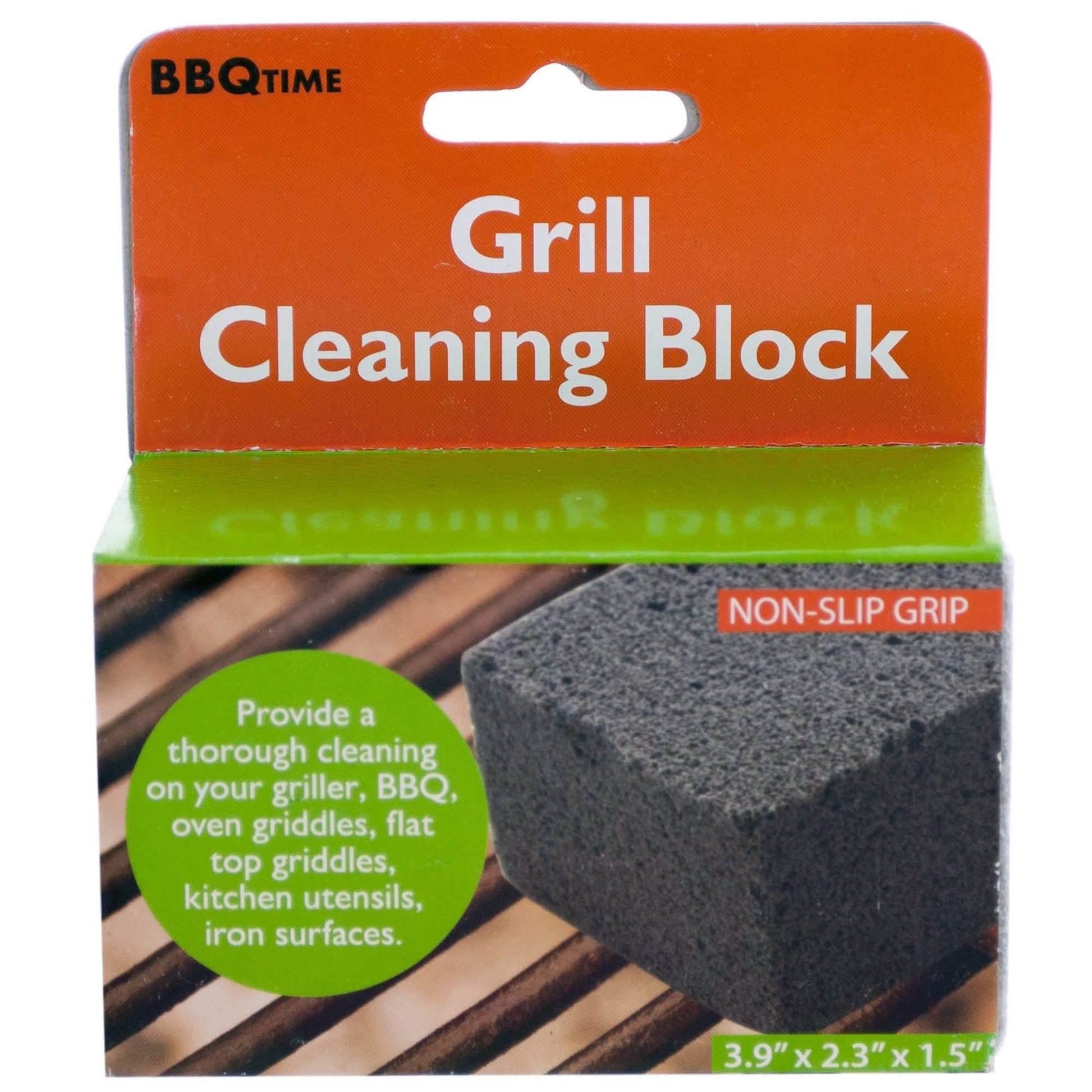 Boxed grill cleaning block with non-slip grip label and pumice stone