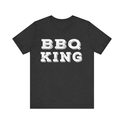 Dark charcoal T-shirt with white “BBQ KING” graphic on chest