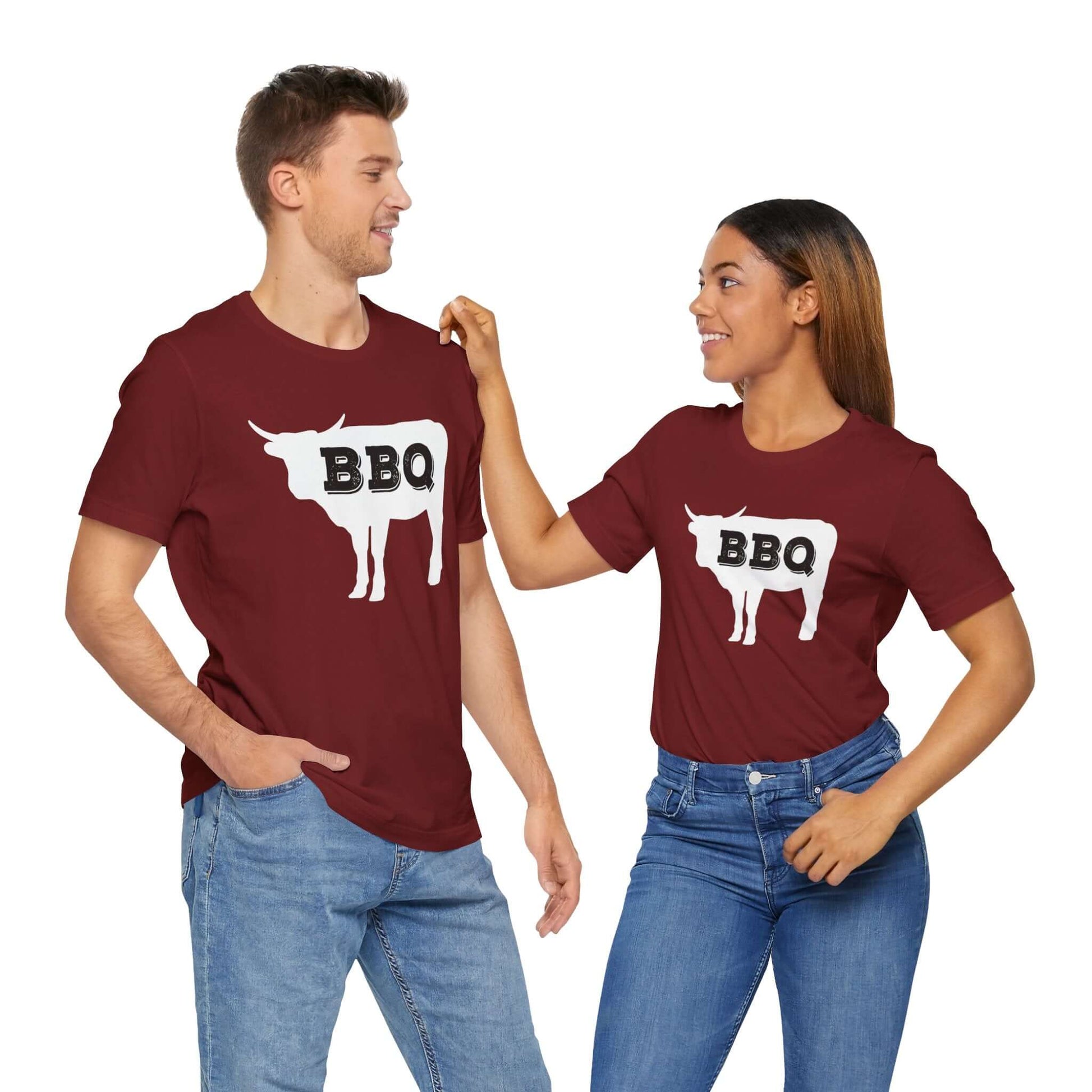 Maroon BBQ steer graphic t-shirt with large front logo print