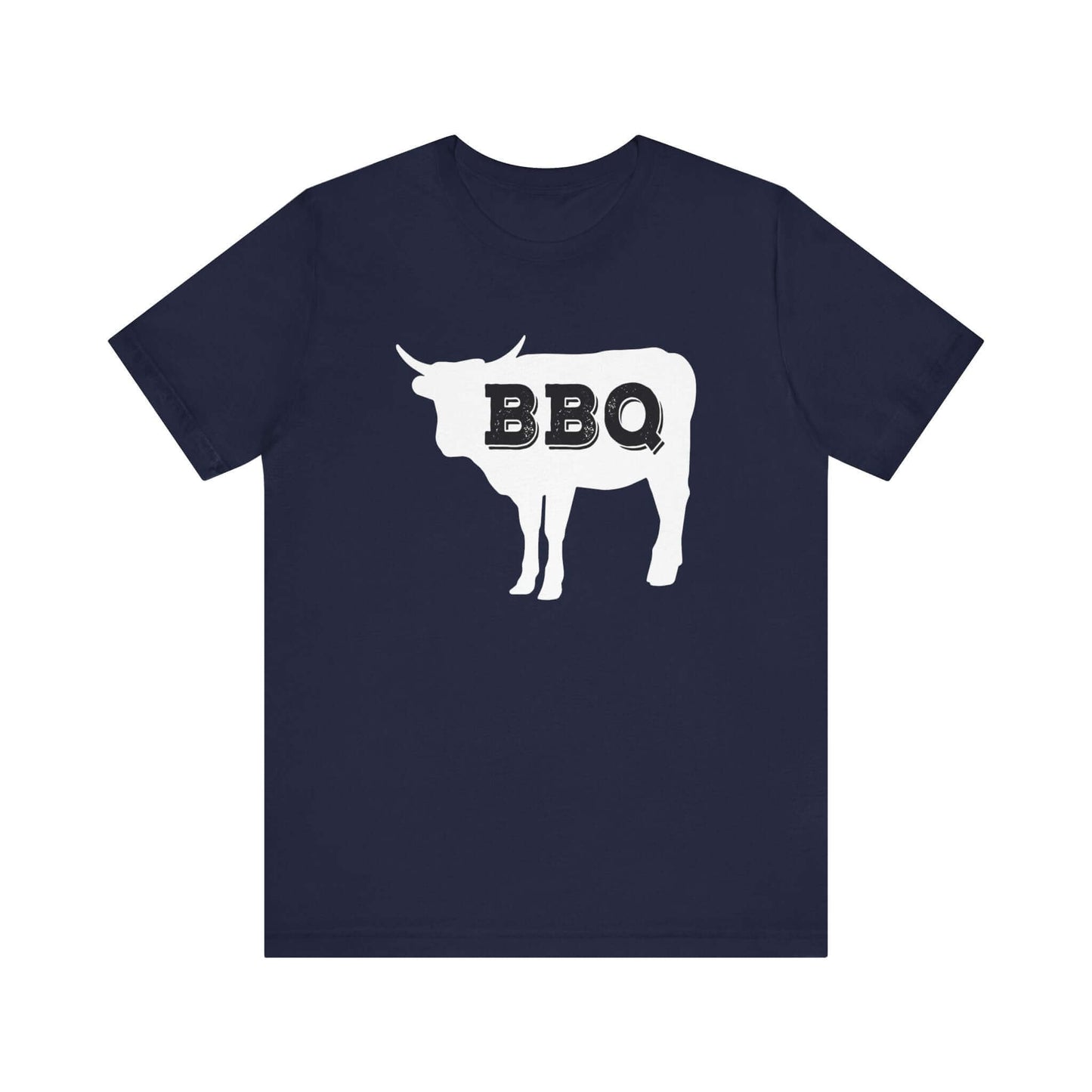 Heather true royal blue t-shirt with white BBQ steer graphic at chest