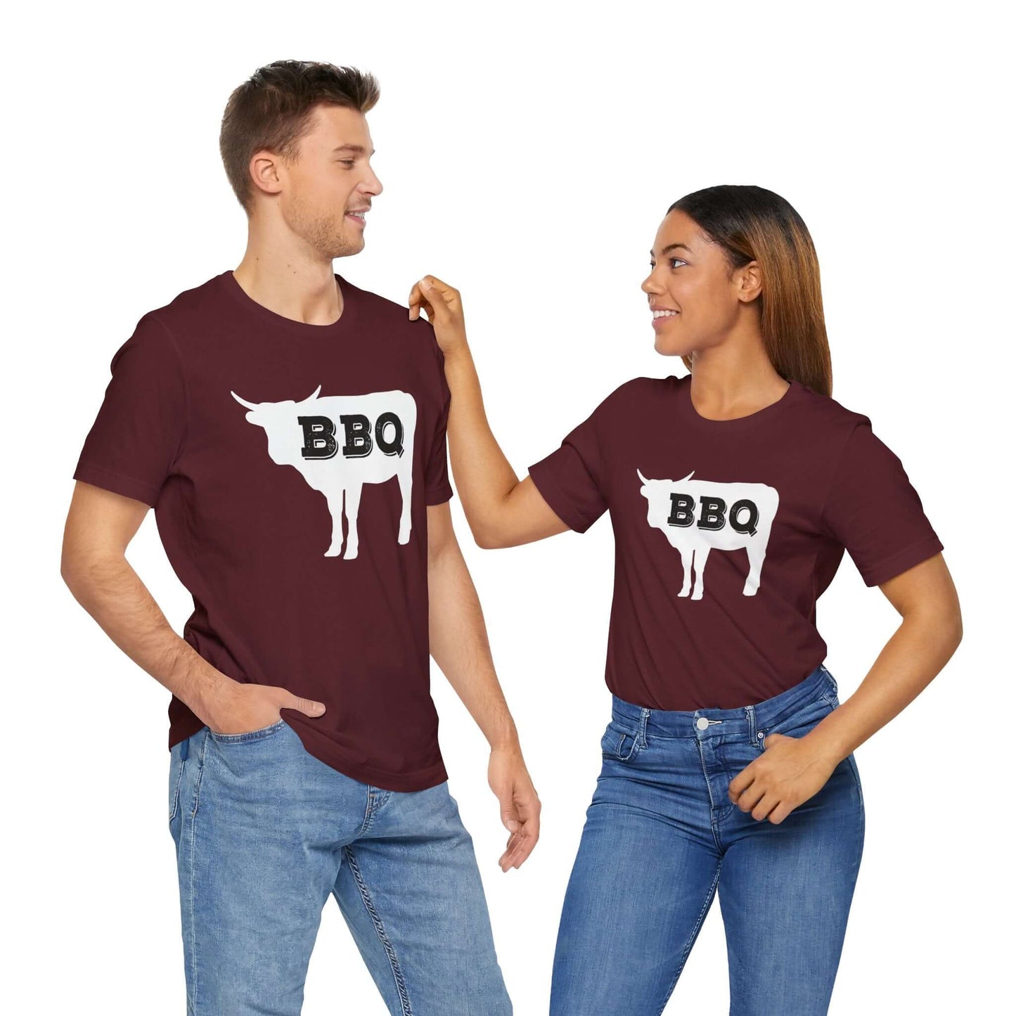 Maroon BBQ steer graphic t-shirt with large front logo print