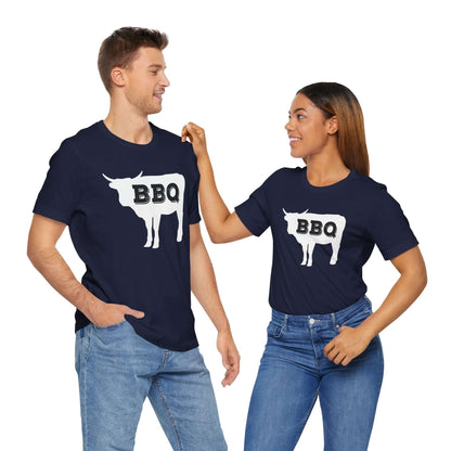 Heather true royal BBQ steer graphic t-shirt with large front logo print