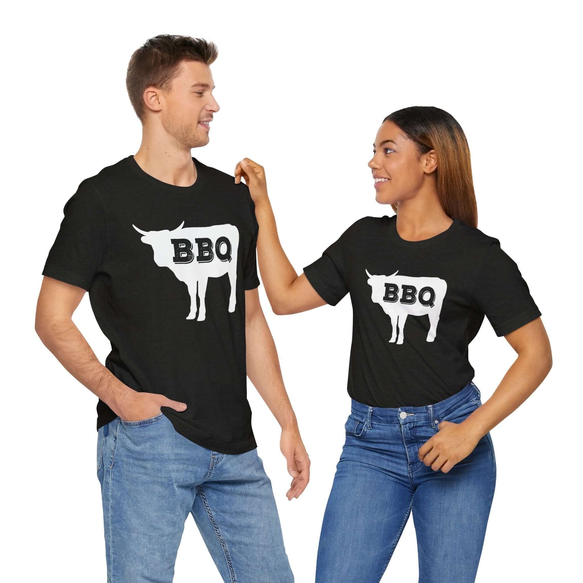 Black Heather BBQ steer graphic t-shirt with large front logo print