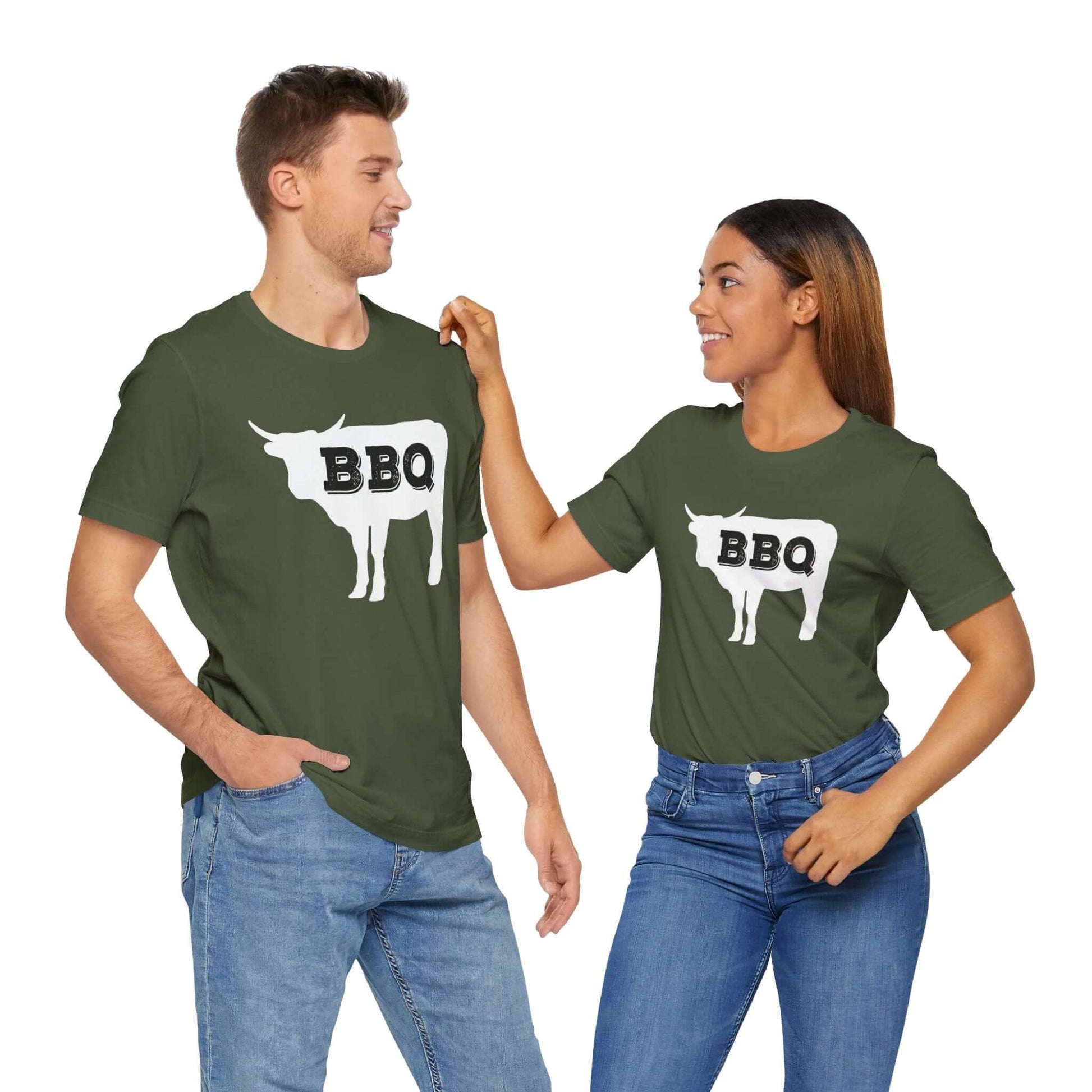 Military green BBQ steer graphic t-shirt with large front logo print